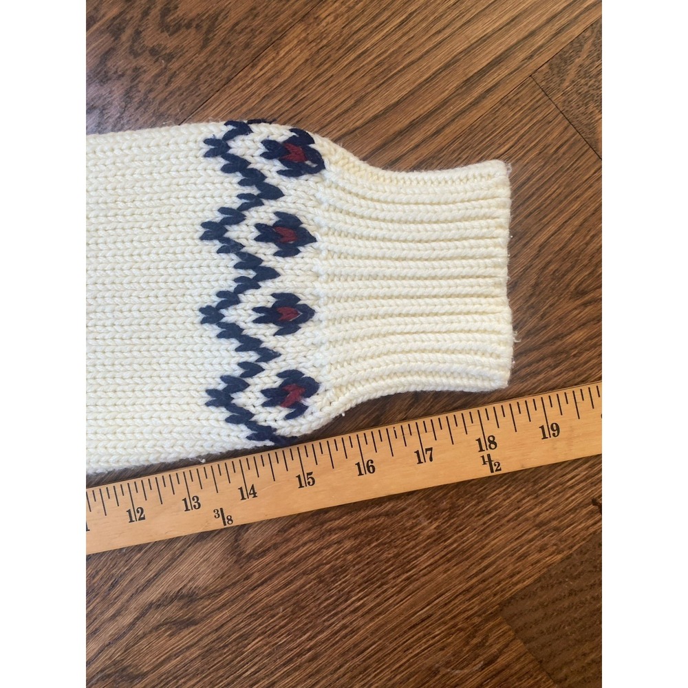 Vintage Ski Sweater Cream Skier Ski Fair Isle Nordic Acrylic Large Apres Ski - Picture 7 of 7